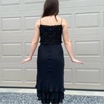 LAUREN Ralph Lauren Black Silk Lace Embellished Formal Cocktail Midi Dress 6 Photo 1