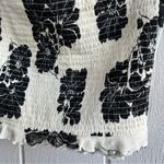 Free People  Poppy Tube Top Cream and Black Floral Smocked Back Size M Photo 6