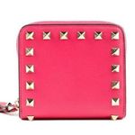 Valentino Garavani Valentino Rockstud hot pink mini leather zip wallet Photo 1