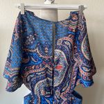 ZARA Cut Out Blue Mosaic Satin Paisley Bohemian Jumpsuit Sz XS Photo 8