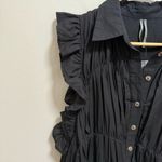 Anthropologie sleeveless ruffle tiered collared black mini shirt dress small NWT Photo 4