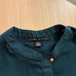 Como Black  Sheer Blouse Medium Dark Forest Green Popover High Neck Long Sleeve Photo 1