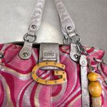 Guess Vtg Y2K  Pink Metallic Groovy G Logo Shoulder Satchel Purse Bag Charm Photo 1