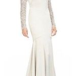 Theia Embellished Long Sleeve Satin Gown Size 12 Photo 0
