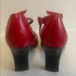 CF by Falchi Red Leather Shoes Size 10 Ankle Strap Square Toe 4” Block Heels Photo 3