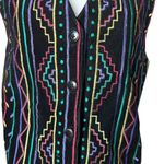 Vintage 80s/90s Genuine Leather Vest with Rainbow Embroidery <3 Black Size M Photo 1