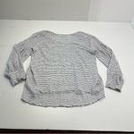 Sundance  Black‎ White Stripe Long Sleeve Linen Top Medium Crochet Neckline *FLAW Photo 14