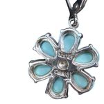 New Sleeping Beauty Turquoise Flower 925 Earrings with Diamond Center Blue Photo 6