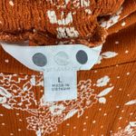 Three Dots Orange White Floral Smocked Straight Leg High Waist Rayon Pants Sz L Photo 7