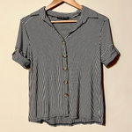 Nordstrom Kim & Cami Striped Button Down Short Sleeve Crop Photo 0