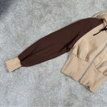 LIT Activewear Rebounce Corset Jacket Hoodie Full Zip in Brown Tan Size S Photo 7