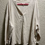 Terra & Sky  Long Sleeve Waffle V-Neck Shirt Oatmeal Heather Woman’s 3X NEW Photo 0