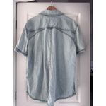 We The Free  Denim Pearl Snap Button Down Short Sleeve Shirt Boho Casual Photo 4