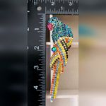 Large Statement Gold Colorful Parrot Bird Brooch Pin Photo 7