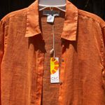 C&C California NWT  Tangerine Orange Linen Button Down Ling Sleeve Shirt S Photo 1