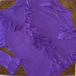 Women Long Sleeve Open Ruffled Front Cardigan in Purple Size undefined Photo 4