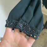ZARA  Beaded Button Down Blouse XS Dark Green Semi Sheer Corpcore Boho Chic Artsy Photo 3