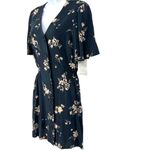 Abound  Floral Short Sleeve Button-Front A-Line Mini Dress Charcoal Size Small NW Photo 3