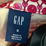 Gap  Pink Red Cream Trench Coat Circle Floral Belt Buttons 100% Cotton Size Small Photo 6