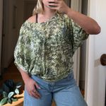 Alberto Makali  green leopard print dolman sleeve semi-sheer top Photo 2