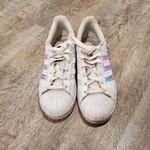 Adidas White Holographic Superstar Sneakers Size 5 Photo 5