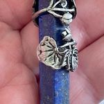 Wire wrapped Lapis lotus sword pendant, amulet, meditation Blue Photo 1
