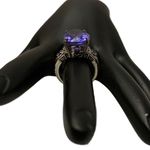 FINE STERLING SILVER 925 TOPAZ & TANZANITE STATEMENT RING (8) Purple Photo 6