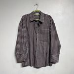Topshop  Brown Striped Button Down Shirt Sz M Photo 1