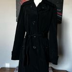 London Fog Womens small Fog by  black double breasted belted trench coat  Photo 0