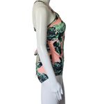 One Piece Pink Leafy Lace Up Cross Back Spaghetti Strap Swimsuit Size Medium Photo 4