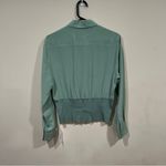 Max Mara  Studio Pointed Collar Buttoned Top In Green size US 12 missing button Photo 4