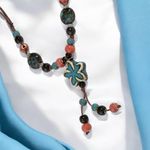 Bohemian Ethnic Style Handmade Beads Ceramic Necklace Adjustable‎ up to 26” Photo 0