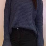 LA Hearts Oversized Deep Blue Knit Sweater Photo 0