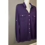 Candalite Shirt Womens Medium Purple Button Front Long Sleeve Stretch Pockets Photo 1
