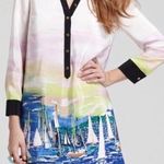 Juicy Couture silk dress marina watercolor print sailboat button dress size US 2 Photo 0