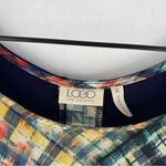LOGO By Lori Goldstein LOGO Lori Goldstein Abstract Plaid Chiffon Front Women's 3/4 Sleeve Tunic Top XL Photo 1