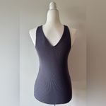 EXPRESS COPY -  Y2K One Eleven Ribbed Deep V tank Dark Grey Size S Photo 2