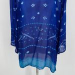Soft Surroundings  Blue Sheer Kimono Cardigan Large Boho Open Front Lightweight Photo 7
