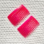 Vintage Unmarked Set 8 4 Pairs Red Yellow Purple Pink Side Hair Comb Barrettes Photo 4