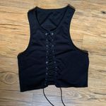 Princess Polly Black Lace Up Tank Crop Top Photo 0