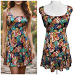 Nanette Lepore  100% Silk Mini Babydoll Dress 10 Dark‎ Floral Tiered Whimsy Fairy Photo 1