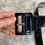 Black Patent Leather Wide Quilt Textured Belt Small Photo 3
