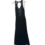 THEIA Women's Black Matte Mesh Cut Out Back Fitted Gown Maxi Dress Size 4 Photo 7