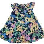 Nicholas Dress Womens 2 Blue Yellow Pink‎ Simie Floral Sweetheart Mini Strapless Photo 1