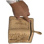 Handmade Tooled El Salvador wallet has lots of storage and inside mirror. Tan Photo 5