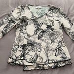 Armand Thiery Affinites French pink novelty newspaper boho blouse, size 2 art Photo 4