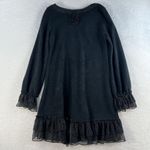 Vintage Y2K Dress M Medium Dark Romantic Fairy Floral Goth Black Midi Ruffles Photo 8