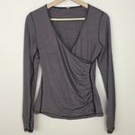 Lululemon Mini Pop Stripe Black Berry Sunset Salutation Long Sleeve Wrap Top Photo 4