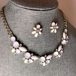 Avon Vintage White Opal Cluster Necklace Earrings Set Bridal Statement Jewelry Gold Photo 0