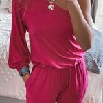 Trina Turk Pink One Shoulder Jumpsuit  Photo 0